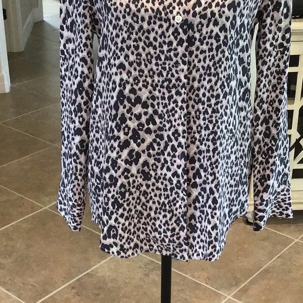 Equipment Button Down Leopard Print Top, Silk, Si… - image 3